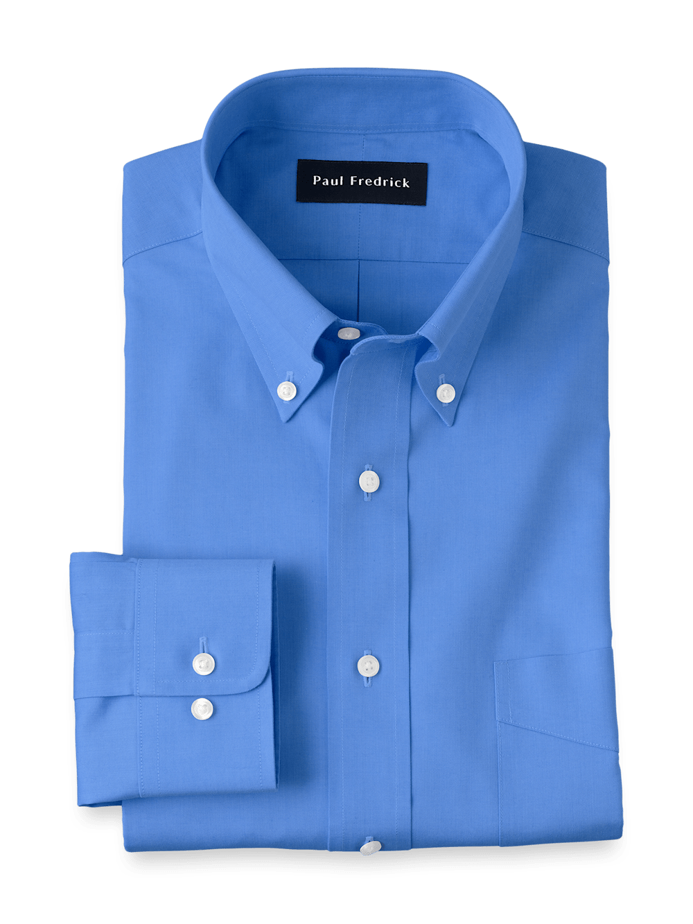 Product Image of Non-iron Cotton Pinpoint Solid Button Down Collar Dress Shirt-French Blue