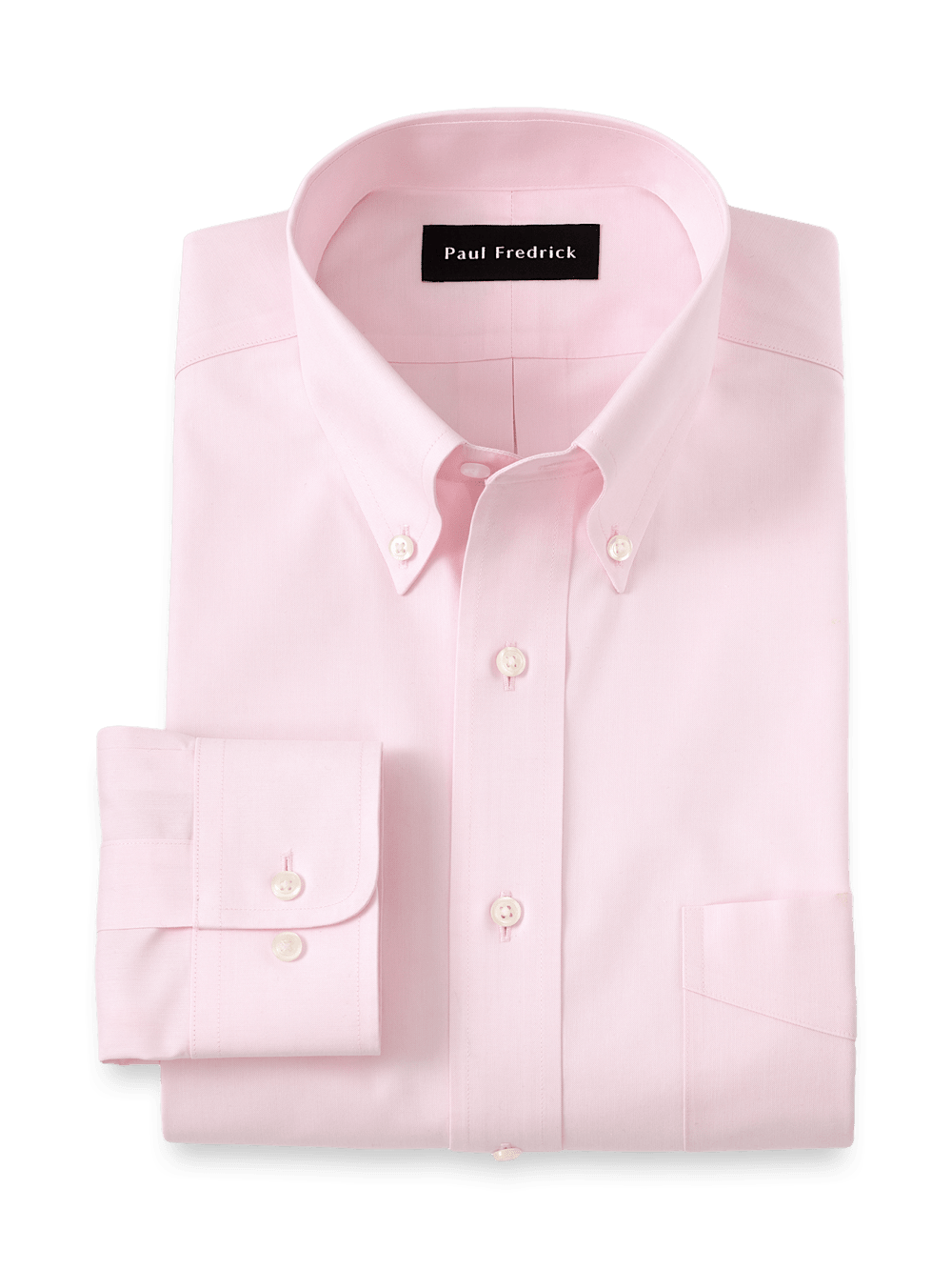 Product Image of Non-iron Cotton Pinpoint Solid Button Down Collar Dress Shirt-Pink