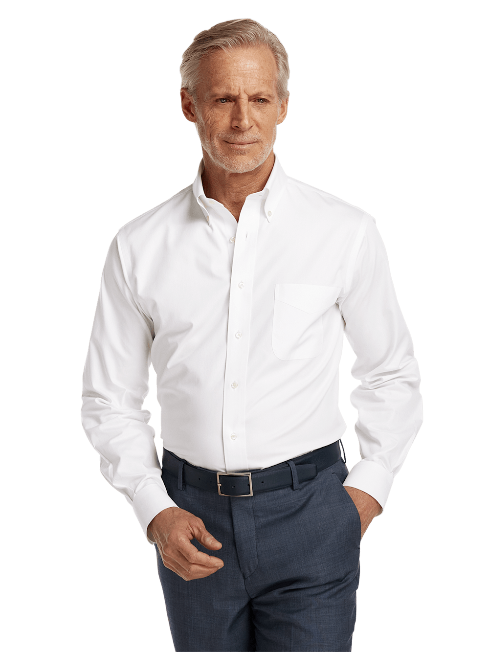 Alternate Image of Non-iron Cotton Pinpoint Solid Button Down Collar Dress Shirt-1