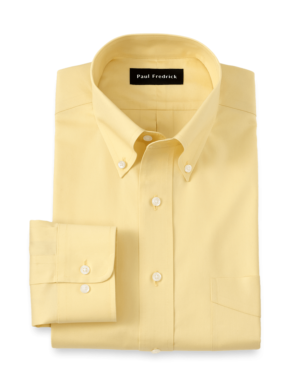 Product Image of Non-iron Cotton Pinpoint Solid Button Down Collar Dress Shirt-Yellow
