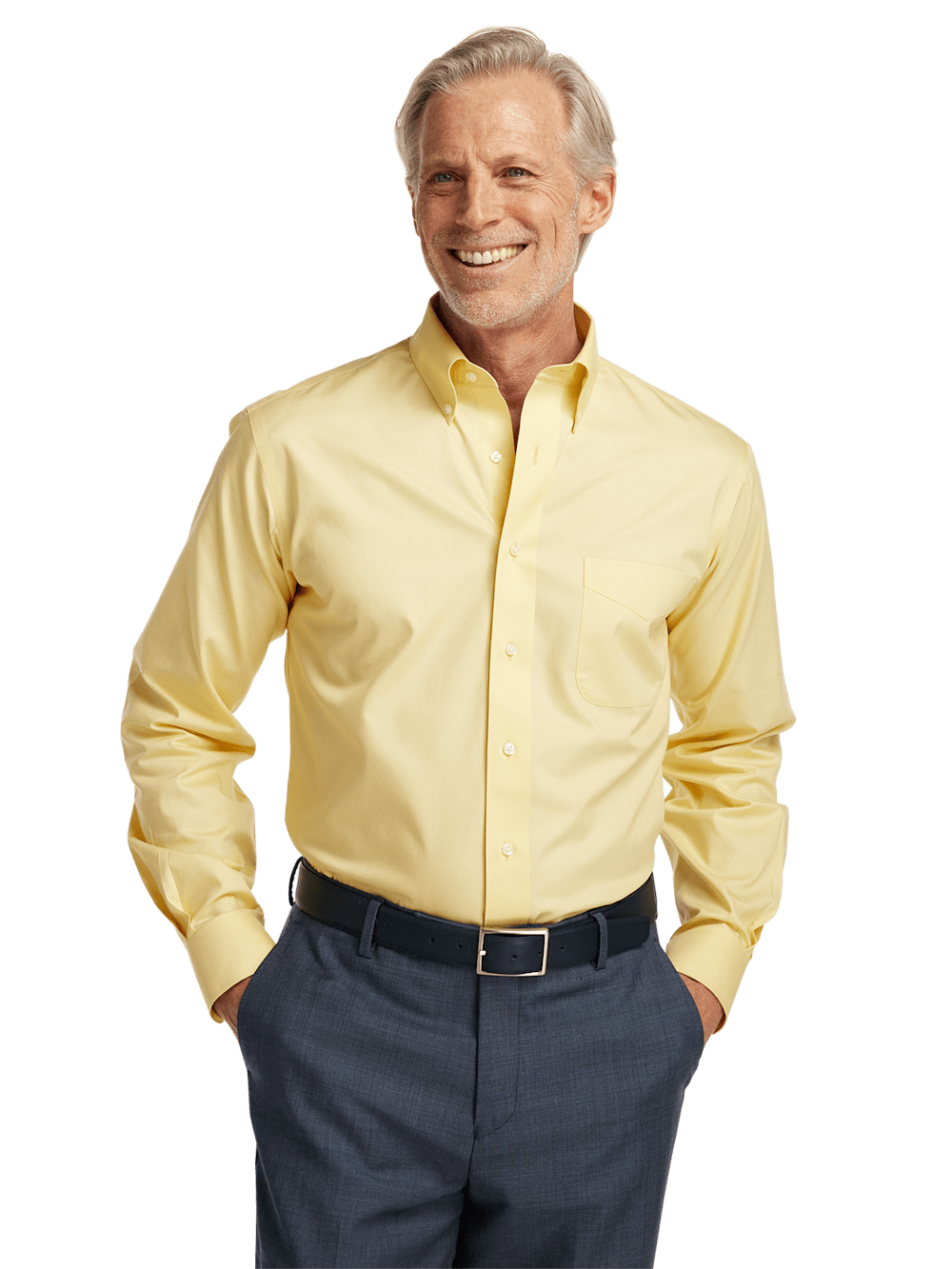 Alternate Image of Non-iron Cotton Pinpoint Solid Button Down Collar Dress Shirt-1