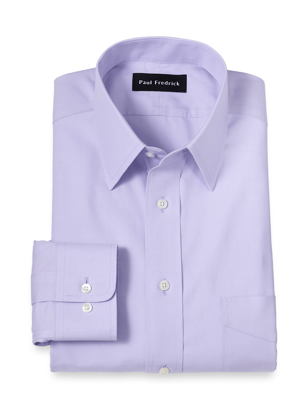 Product Image of Non-iron Cotton Pinpoint Solid Point Collar Dress Shirt-Lavender