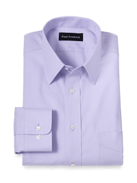 Non-Iron Cotton Pinpoint Solid Point Collar Dress Shirt - Lavender