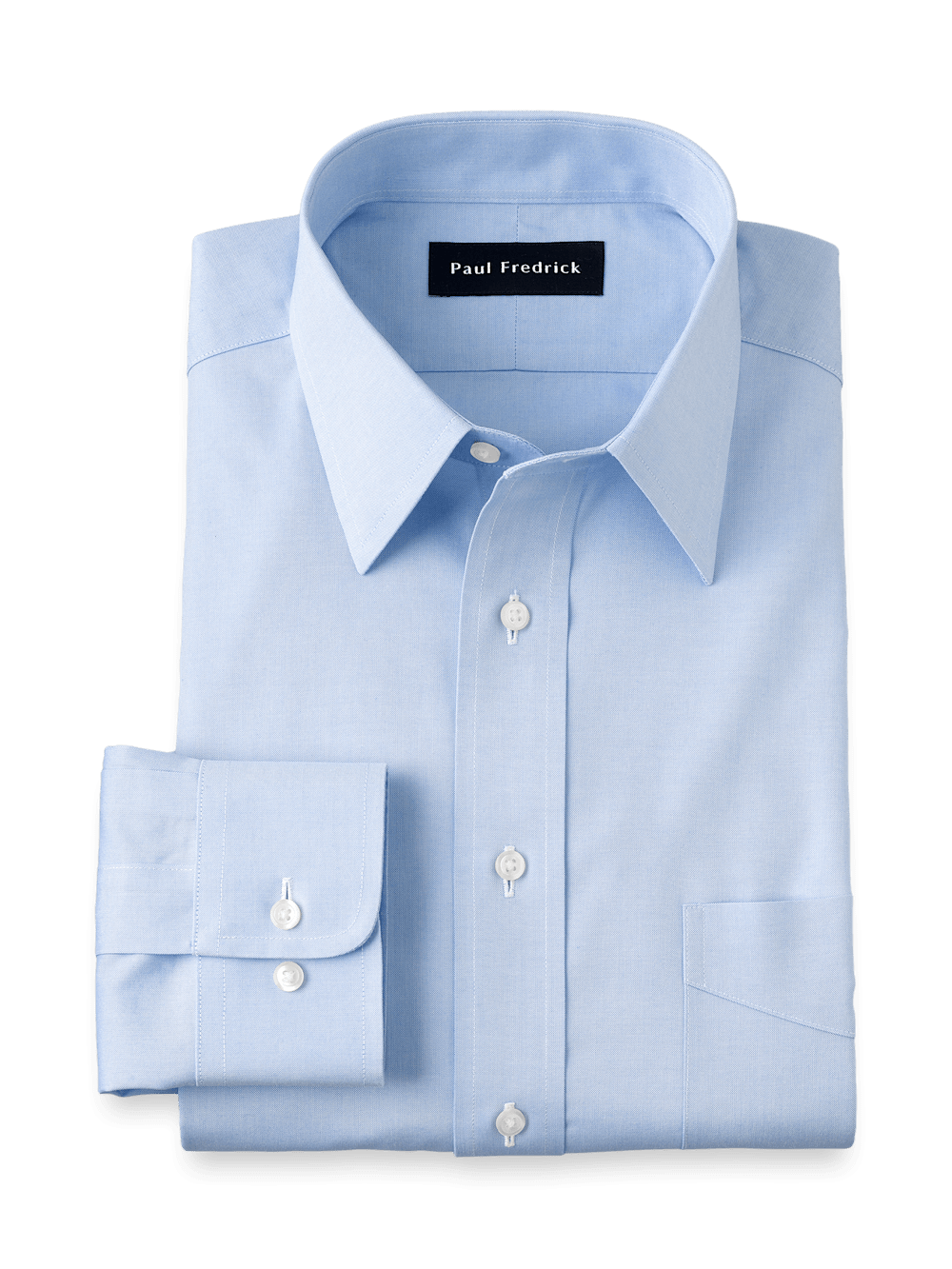 Product Image of Non-iron Cotton Pinpoint Solid Point Collar Dress Shirt-Blue