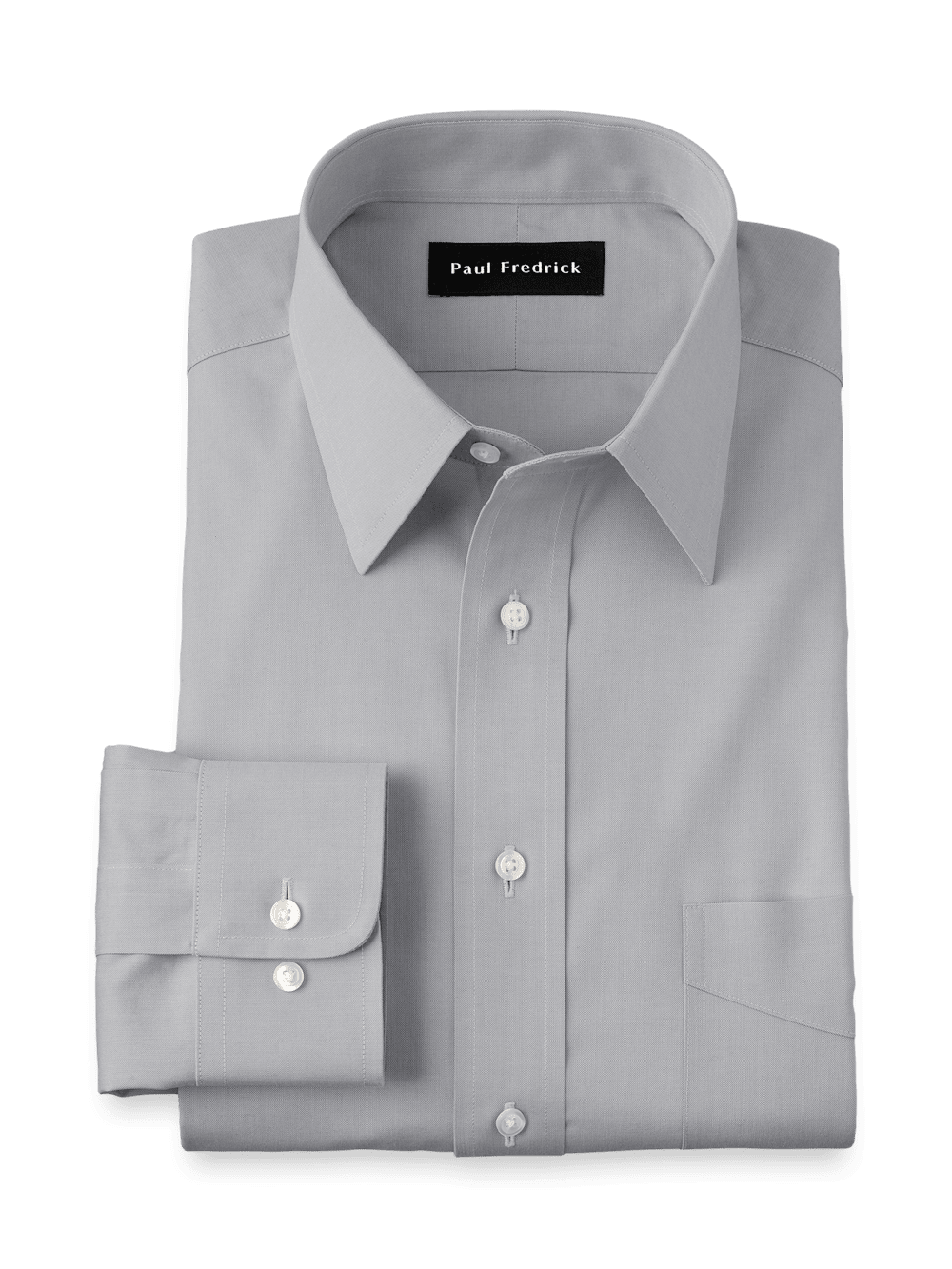 Product Image of Non-iron Cotton Pinpoint Solid Point Collar Dress Shirt-Grey