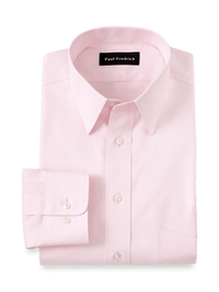 Non-Iron Cotton Pinpoint Solid Point Collar Dress Shirt - Pink