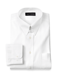 Non-Iron Cotton Pinpoint Solid Snap Tab Collar Dress Shirt - White