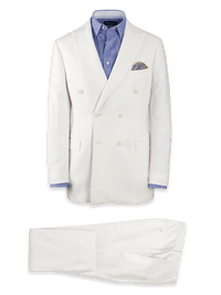 Linen Blend Peak Lapel Suit - White