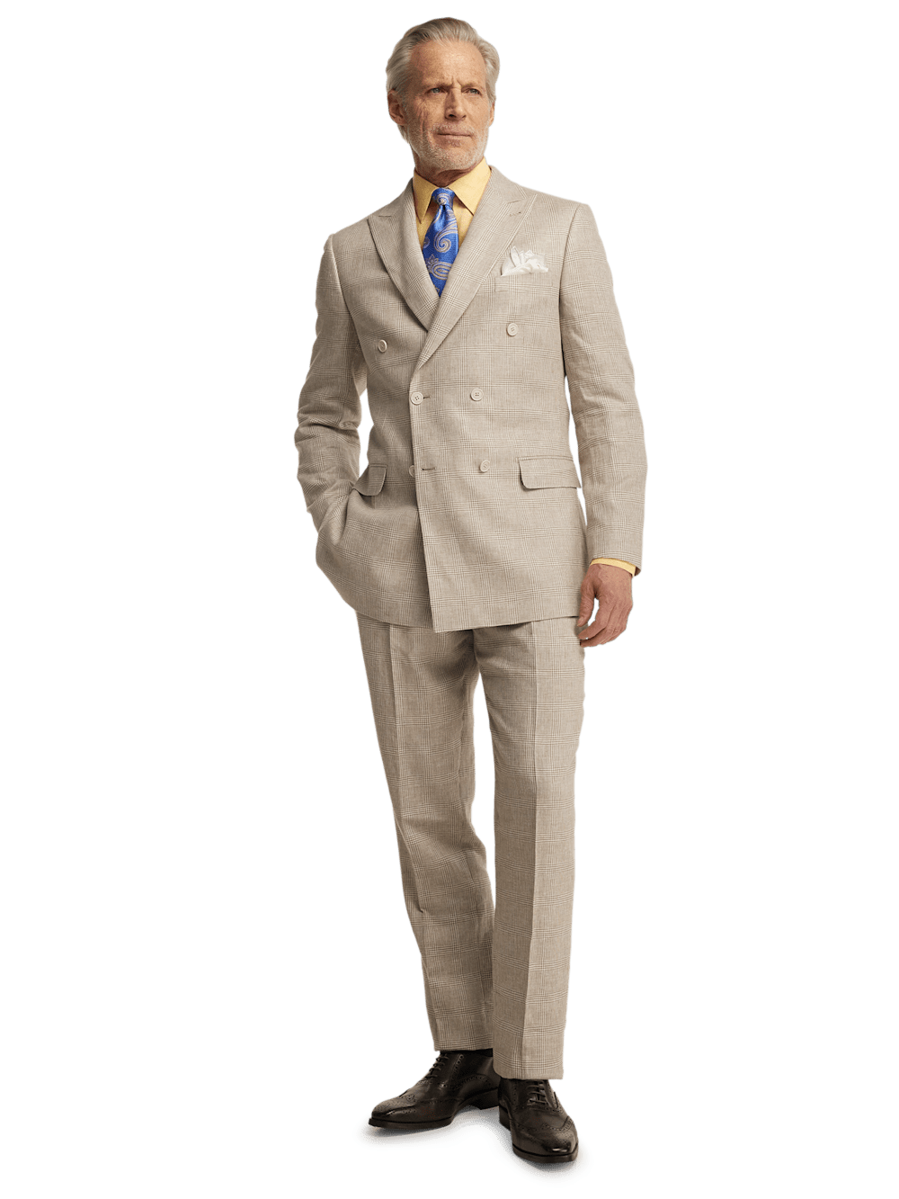 Alternate Image of Linen Blend Plaid Peak Lapel Suit-1
