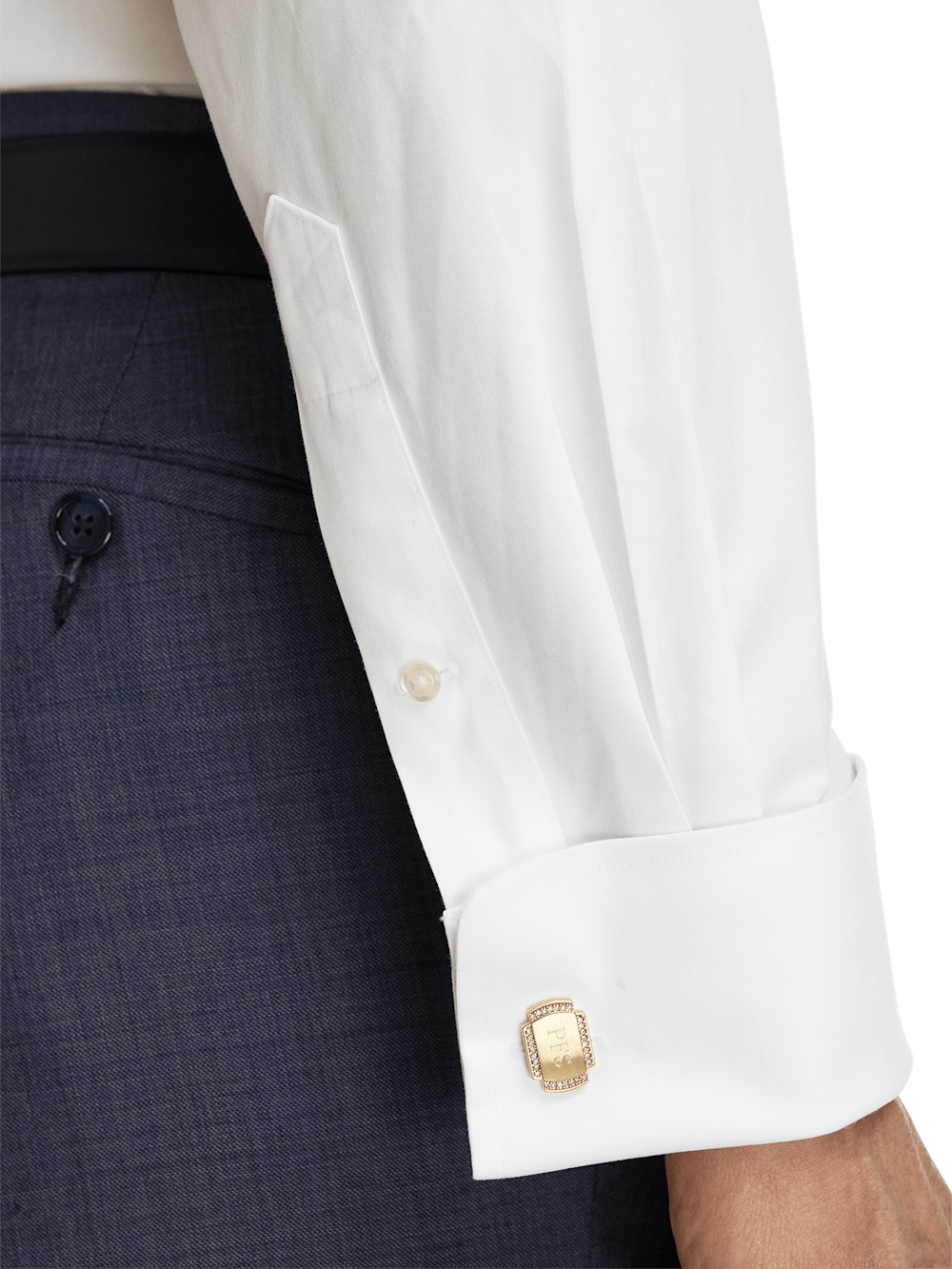 Alternate Image of Non-iron Cotton Pinpoint Solid Snap Tab Collar French Cuff Dress Shirt-3