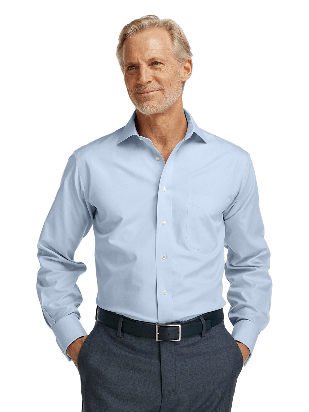 Alternate Image of Non-iron Cotton Pinpoint Solid Spread Collar French Cuff Dress Shirt-1