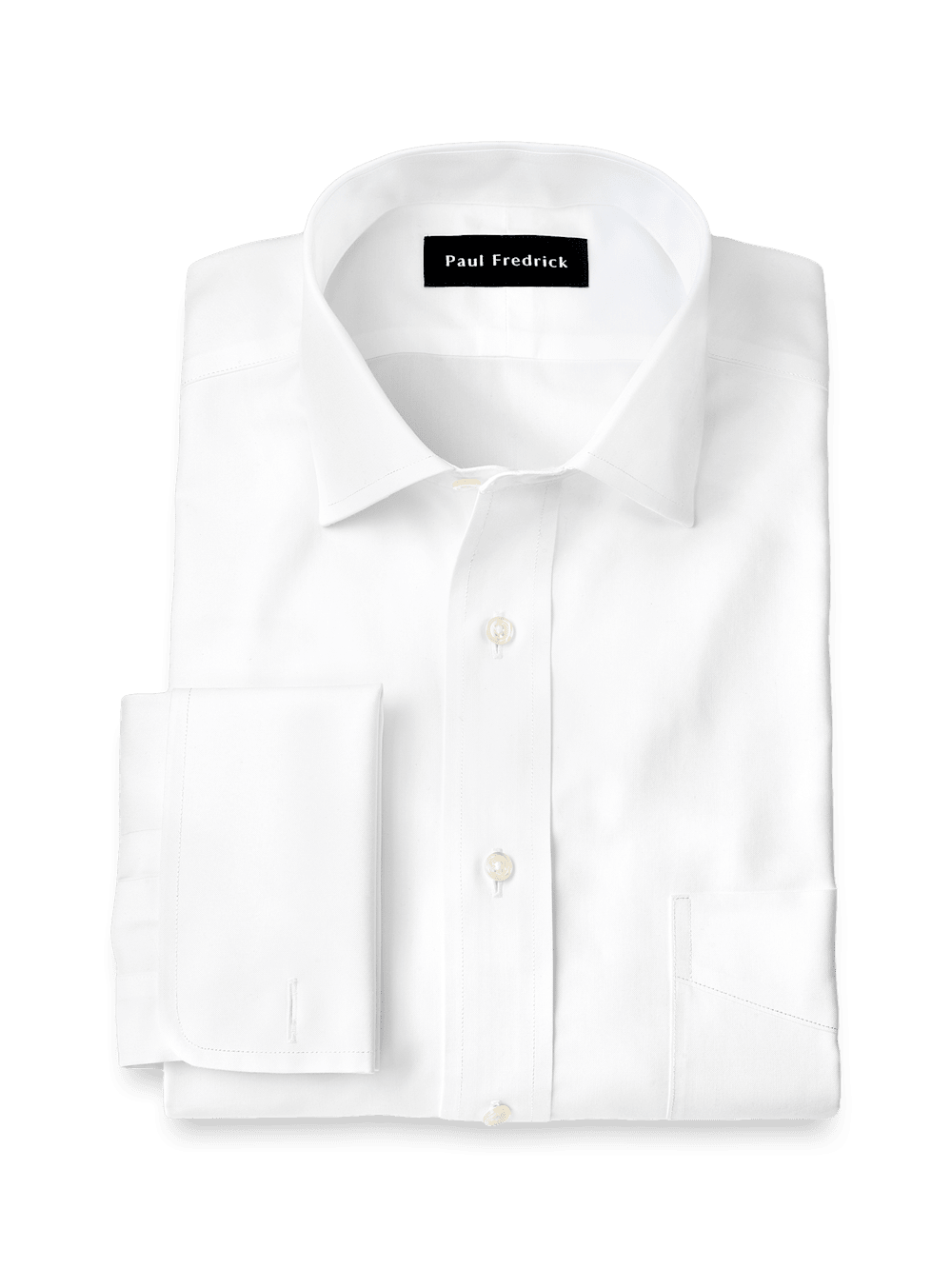 Product Image of Non-iron Cotton Pinpoint Solid Spread Collar French Cuff Dress Shirt-White