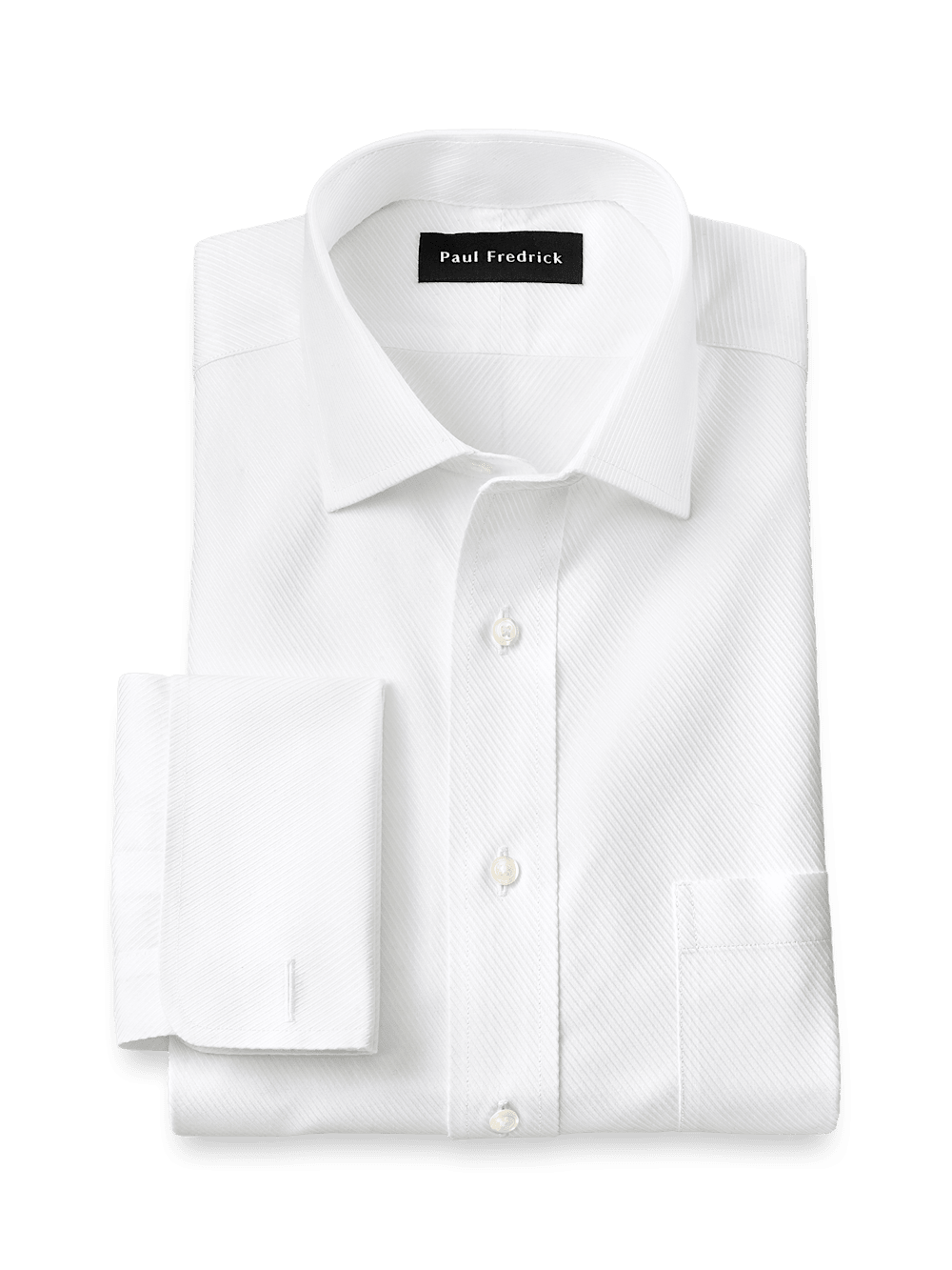 Product Image of Non-iron Cotton Twill Spread Collar French Cuff Dress Shirt-White