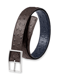 Ostrich Embossed Reversible Belt - Navy/brown