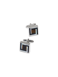Semi Precous Square Cufflink - Black/brown