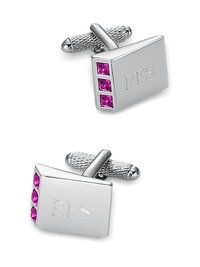 Crystal Side Engravable Cufflinks - Purple