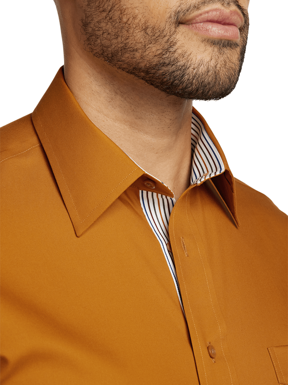 Alternate Image of Non-iron Cotton Solid Dress Shirt With Contrast Trim-2