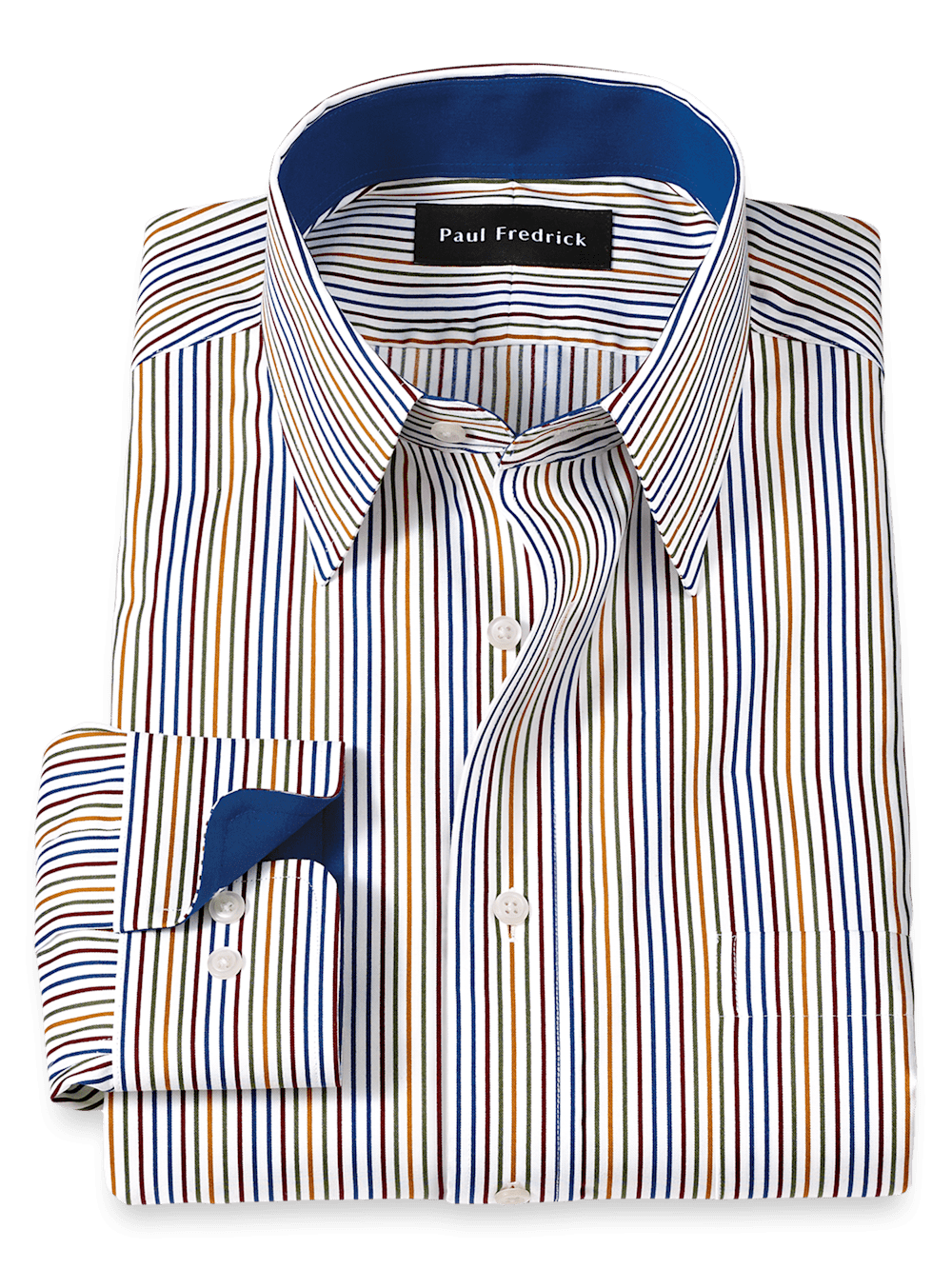 Product Image of Non-iron Cotton Stripe Dress Shirt With Contrast Trim-Multi
