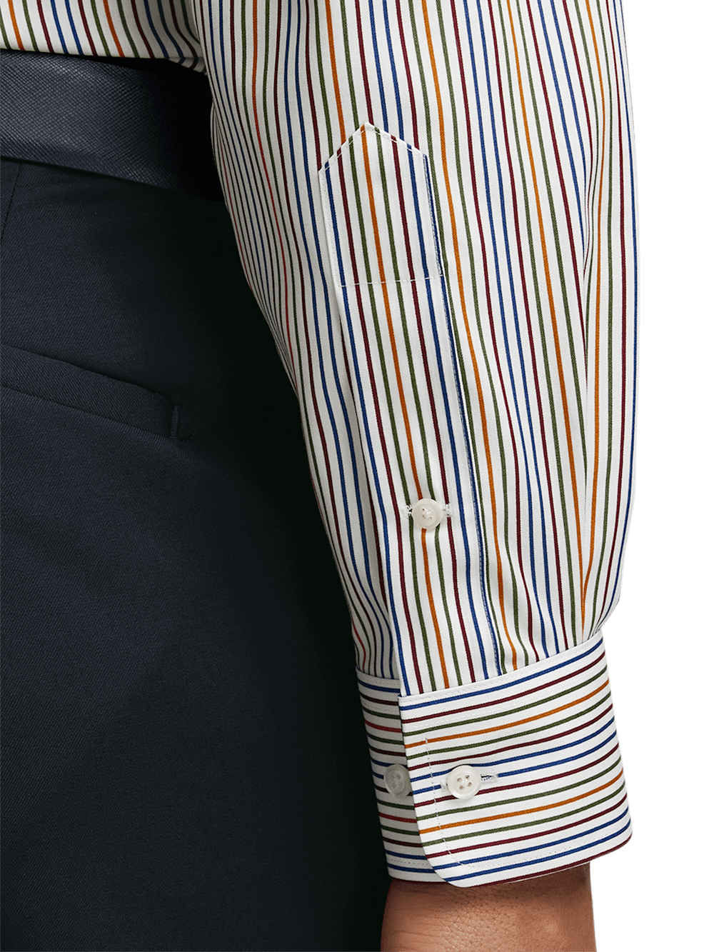 Alternate Image of Non-iron Cotton Stripe Dress Shirt With Contrast Trim-3
