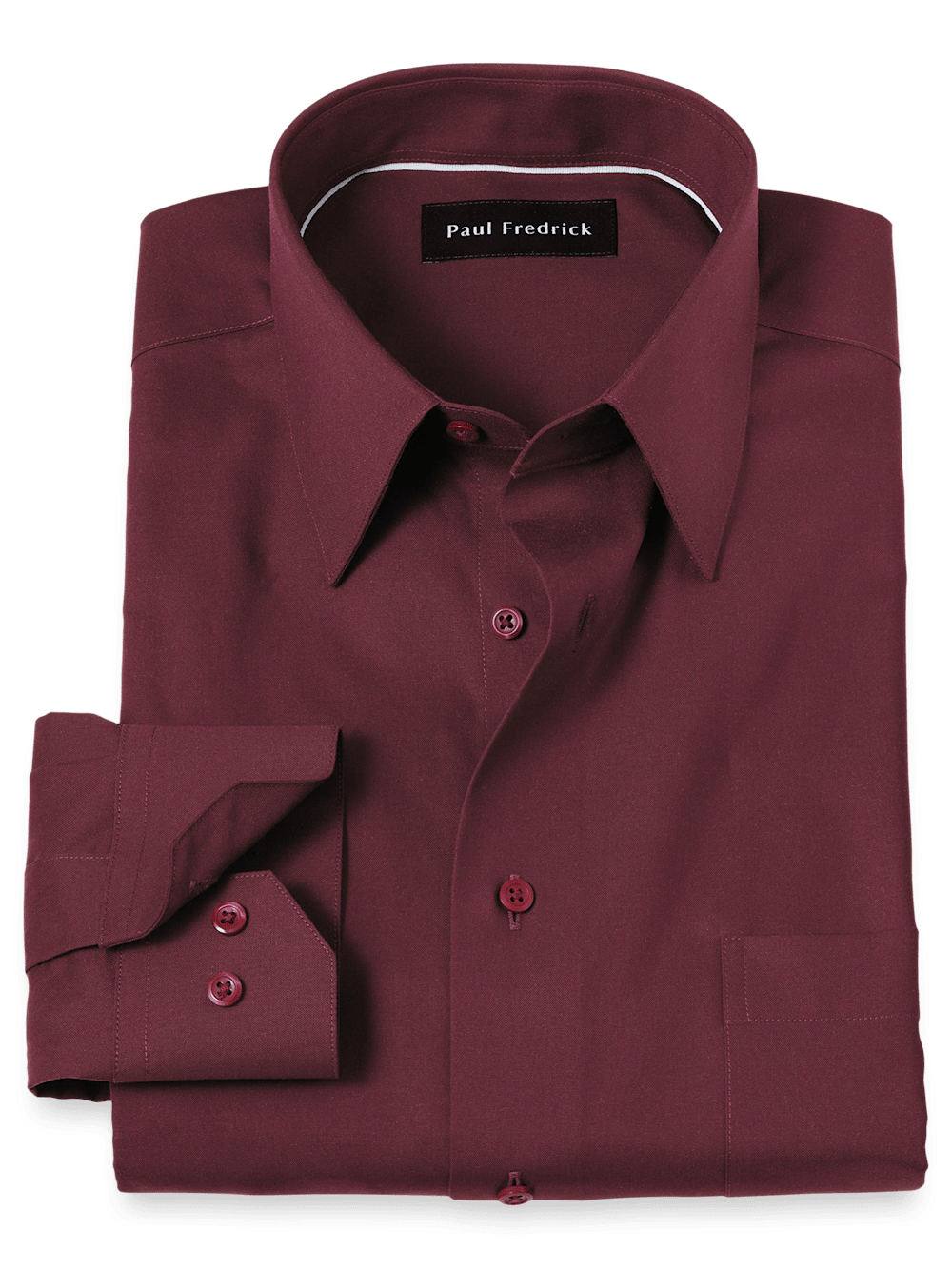 Product Image of Non-iron Cotton Solid Dress Shirt-Burgundy