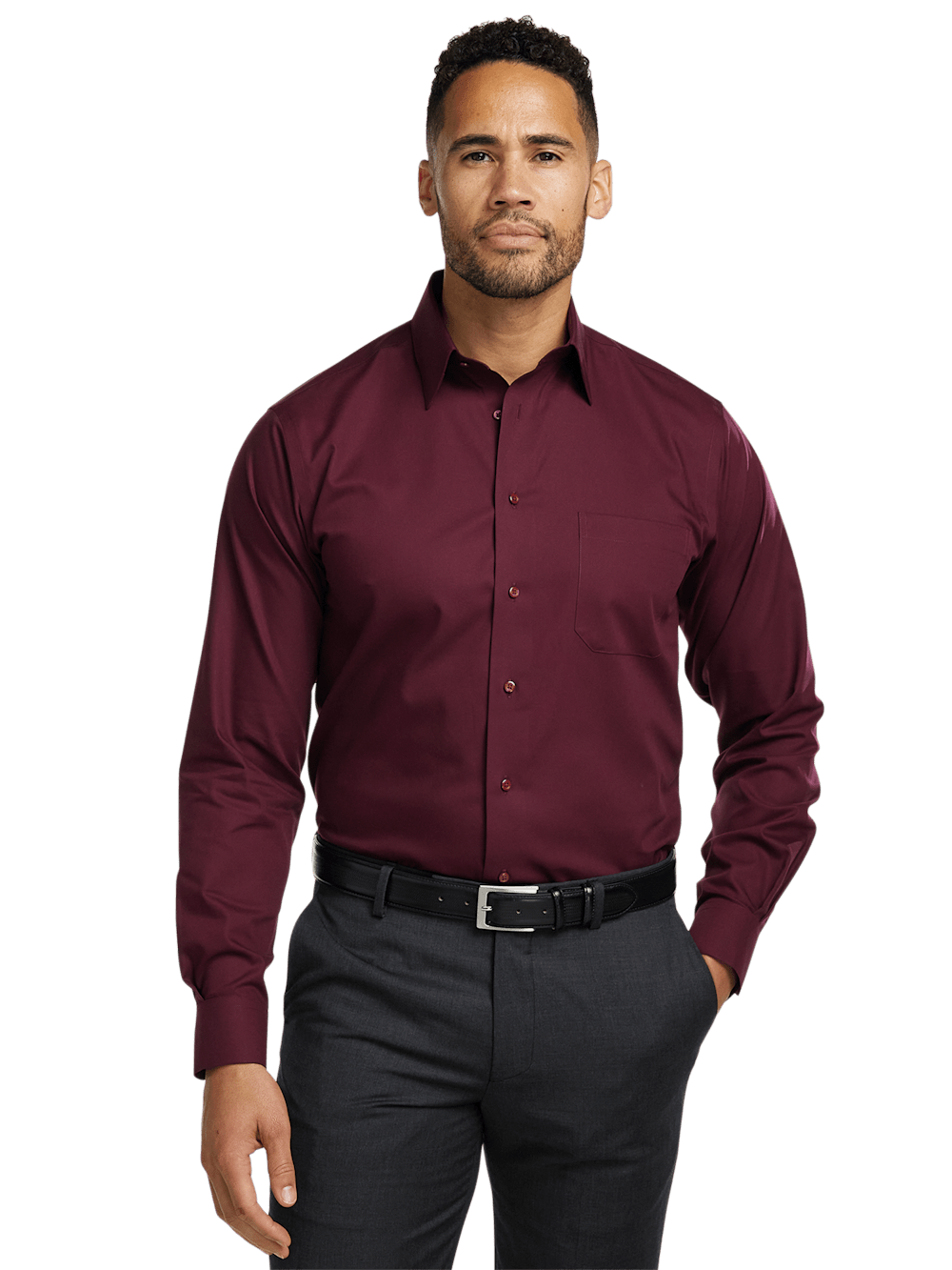 Alternate Image of Non-iron Cotton Solid Dress Shirt-1