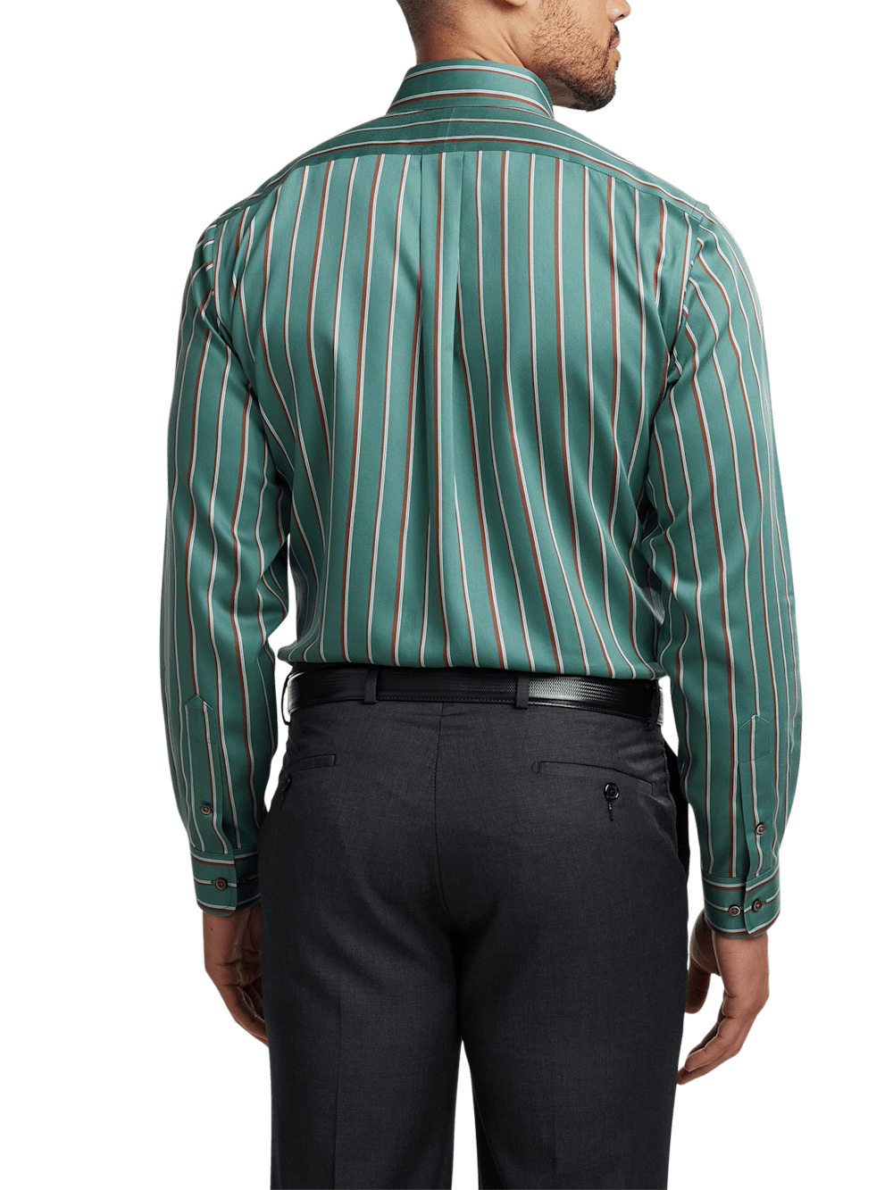 Alternate Image of Non-iron Cotton Stripe Dress Shirt With Contrast Trim-4
