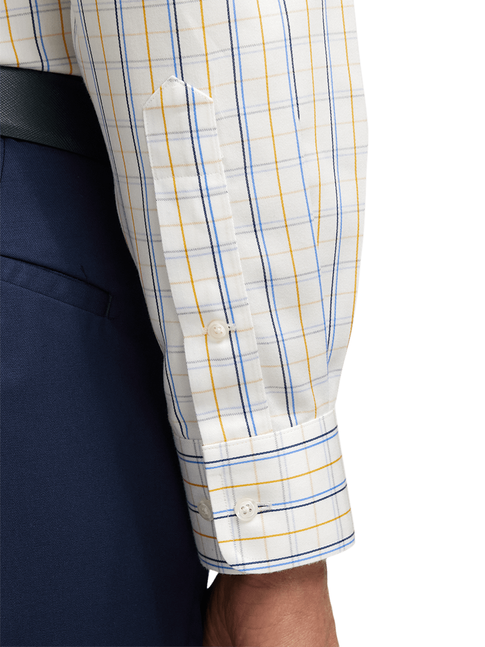 Alternate Image of Non-iron Cotton Windowpane Dress Shirt With Contrast Trim-3