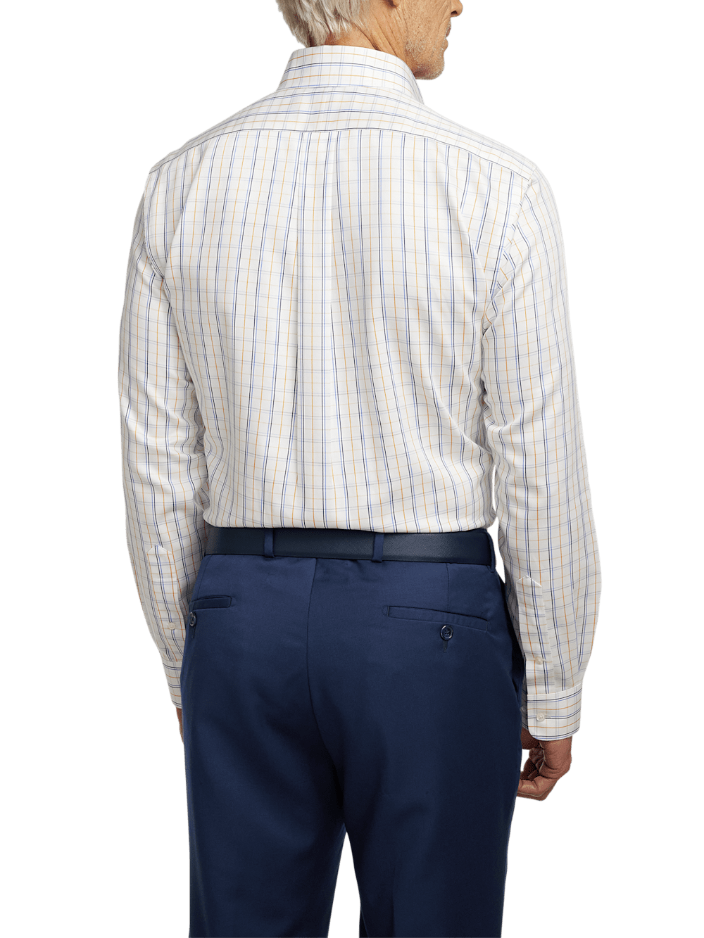 Alternate Image of Non-iron Cotton Windowpane Dress Shirt With Contrast Trim-4