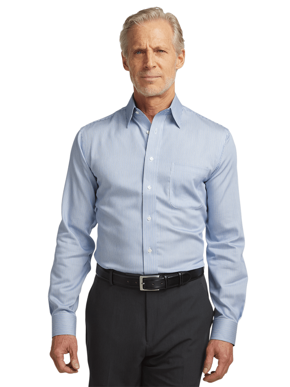 Alternate Image of Non-iron Cotton Stripe Dress Shirt With Contrast Trim-1