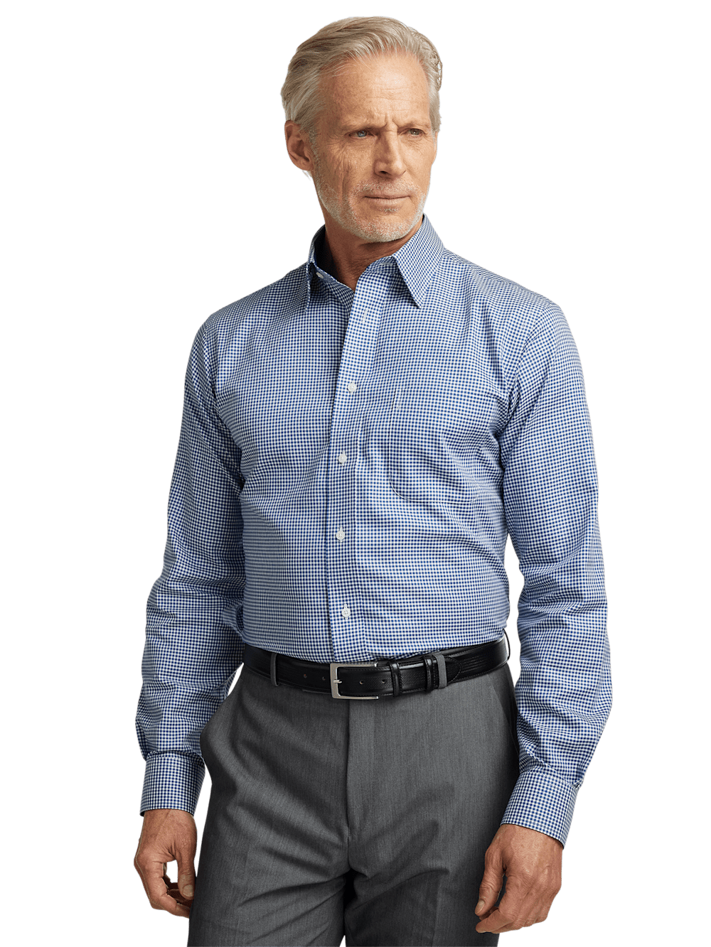 Alternate Image of Non-iron Cotton Gingham Dress Shirt With Contrast Trim-1