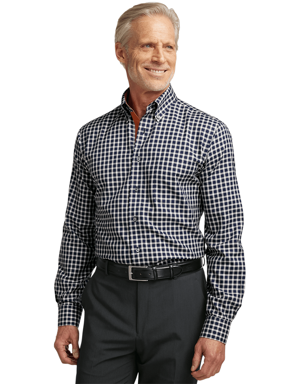 Alternate Image of Non-iron Cotton Check Dress Shirt With Contrast Trim-1