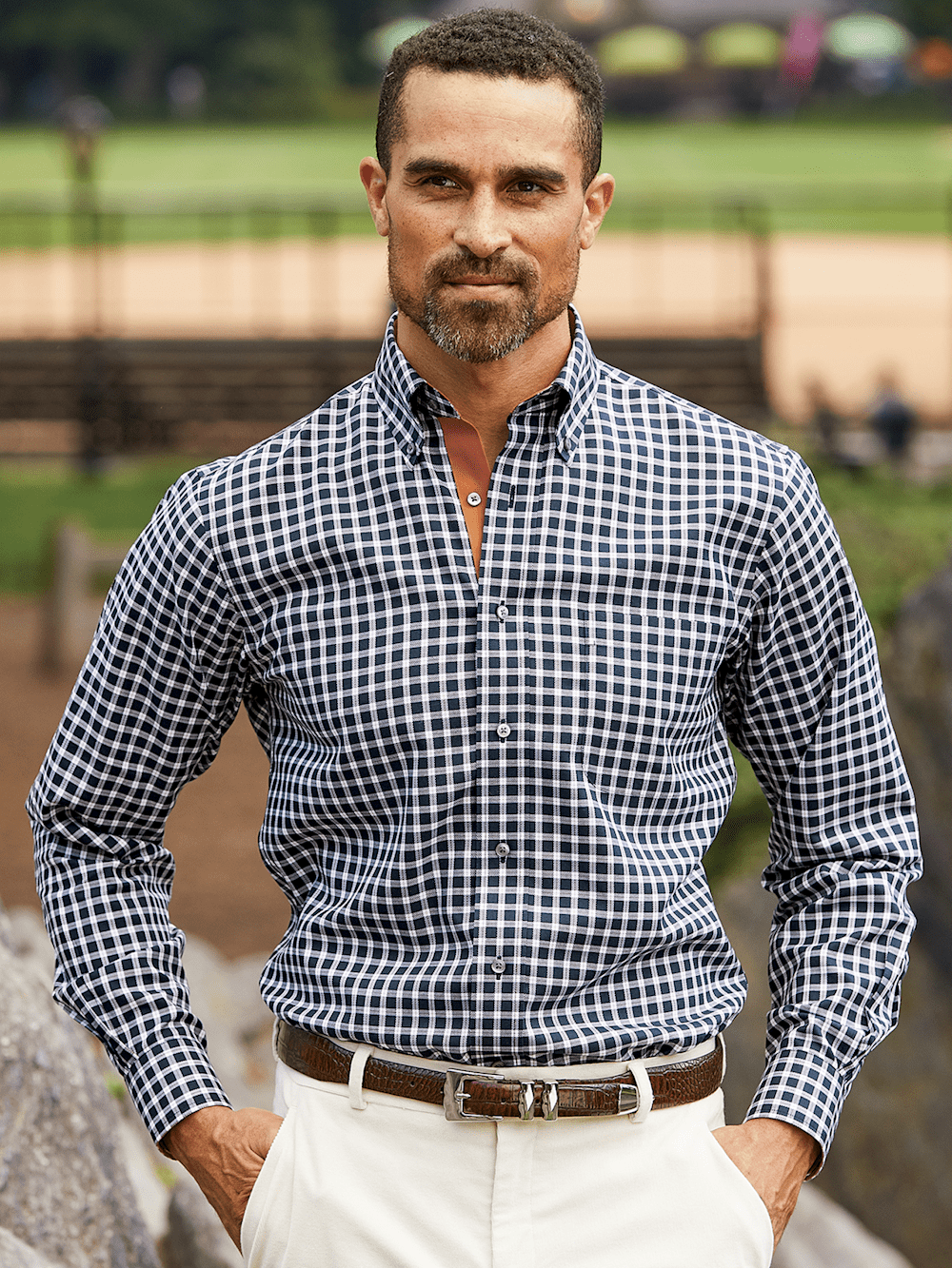 Alternate Image of Non-iron Cotton Check Dress Shirt With Contrast Trim-7