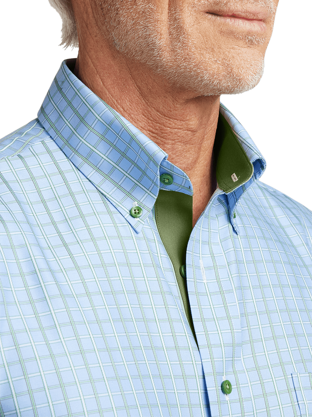 Alternate Image of Non-iron Cotton Windowpane Dress Shirt With Contrast Trim-2