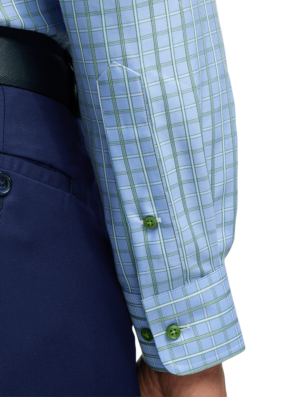 Alternate Image of Non-iron Cotton Windowpane Dress Shirt With Contrast Trim-3