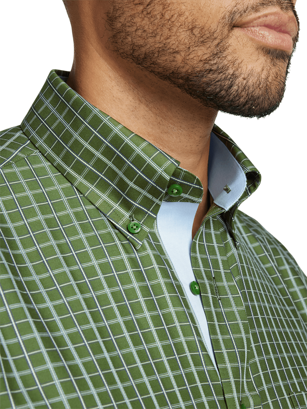 Alternate Image of Non-iron Cotton Windowpane Dress Shirt With Contrast Trim-2