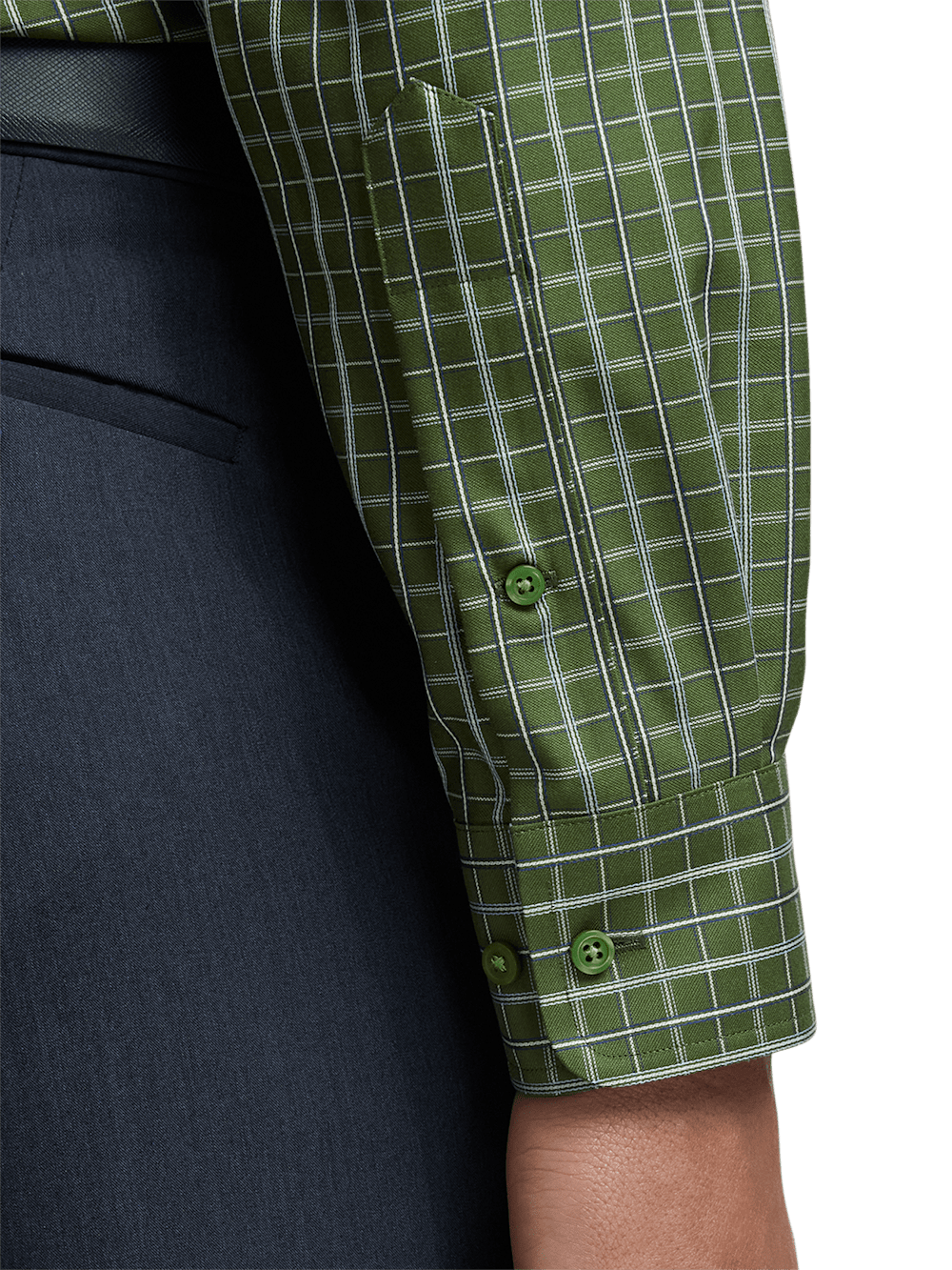 Alternate Image of Non-iron Cotton Windowpane Dress Shirt With Contrast Trim-3