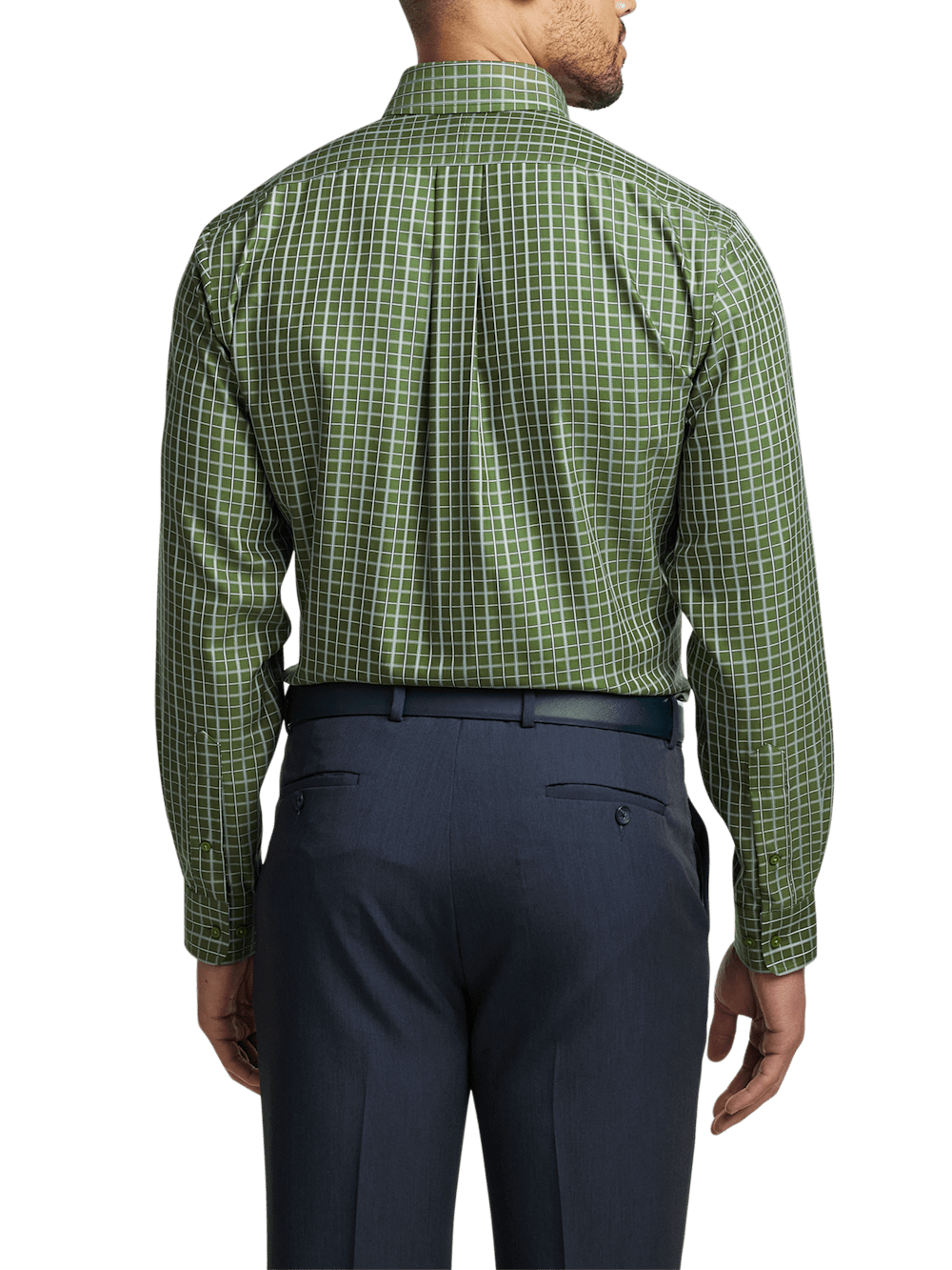 Alternate Image of Non-iron Cotton Windowpane Dress Shirt With Contrast Trim-4