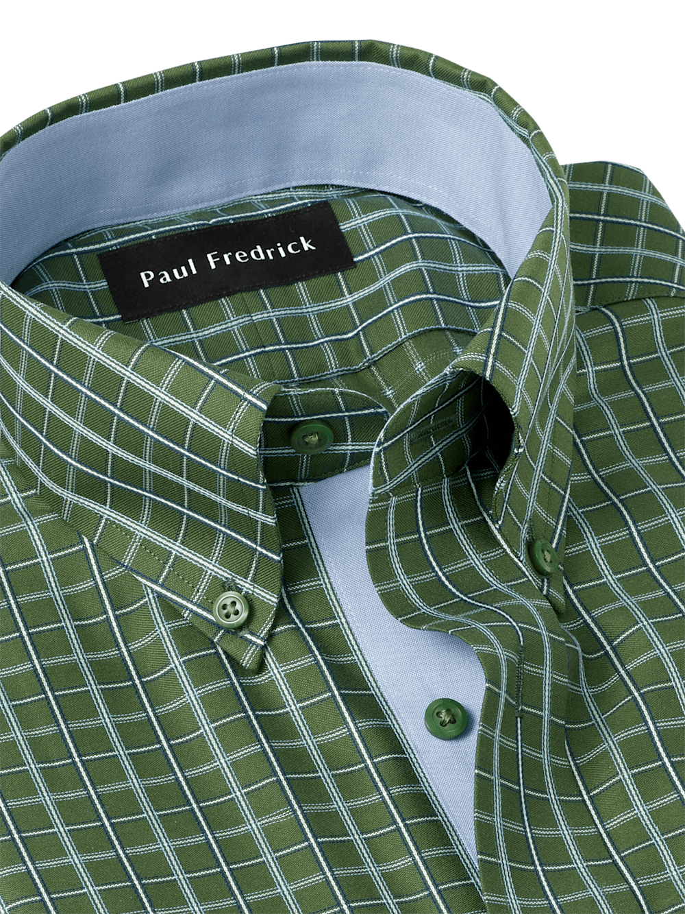 Alternate Image of Non-iron Cotton Windowpane Dress Shirt With Contrast Trim-6