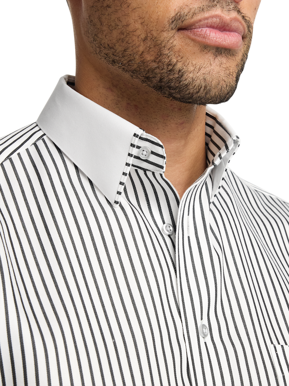 Alternate Image of Comfort Stretch Non-iron Stripe Dress Shirt With Contrast Trim-3