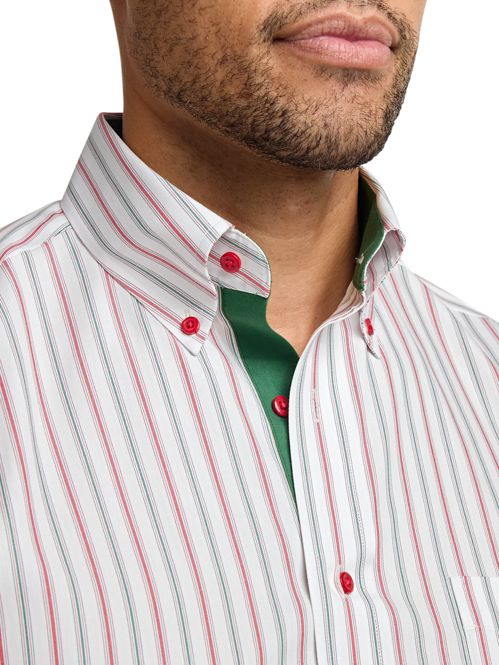 Alternate Image of Comfort Stretch Non-iron Stripe Dress Shirt With Contrast Trim-2