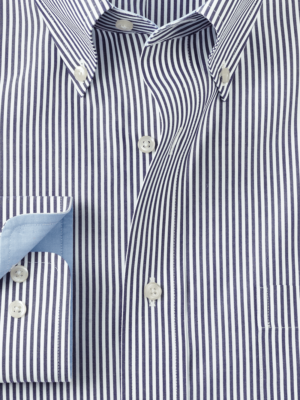 Alternate Image of Non-iron Cotton Stripe Dress Shirt With Contrast Trim-1