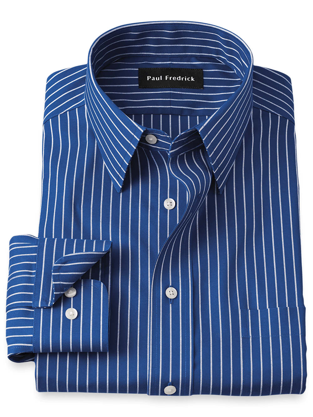 Product Image of Comfort Stretch Non-iron Stripe Dress Shirt-Cobalt