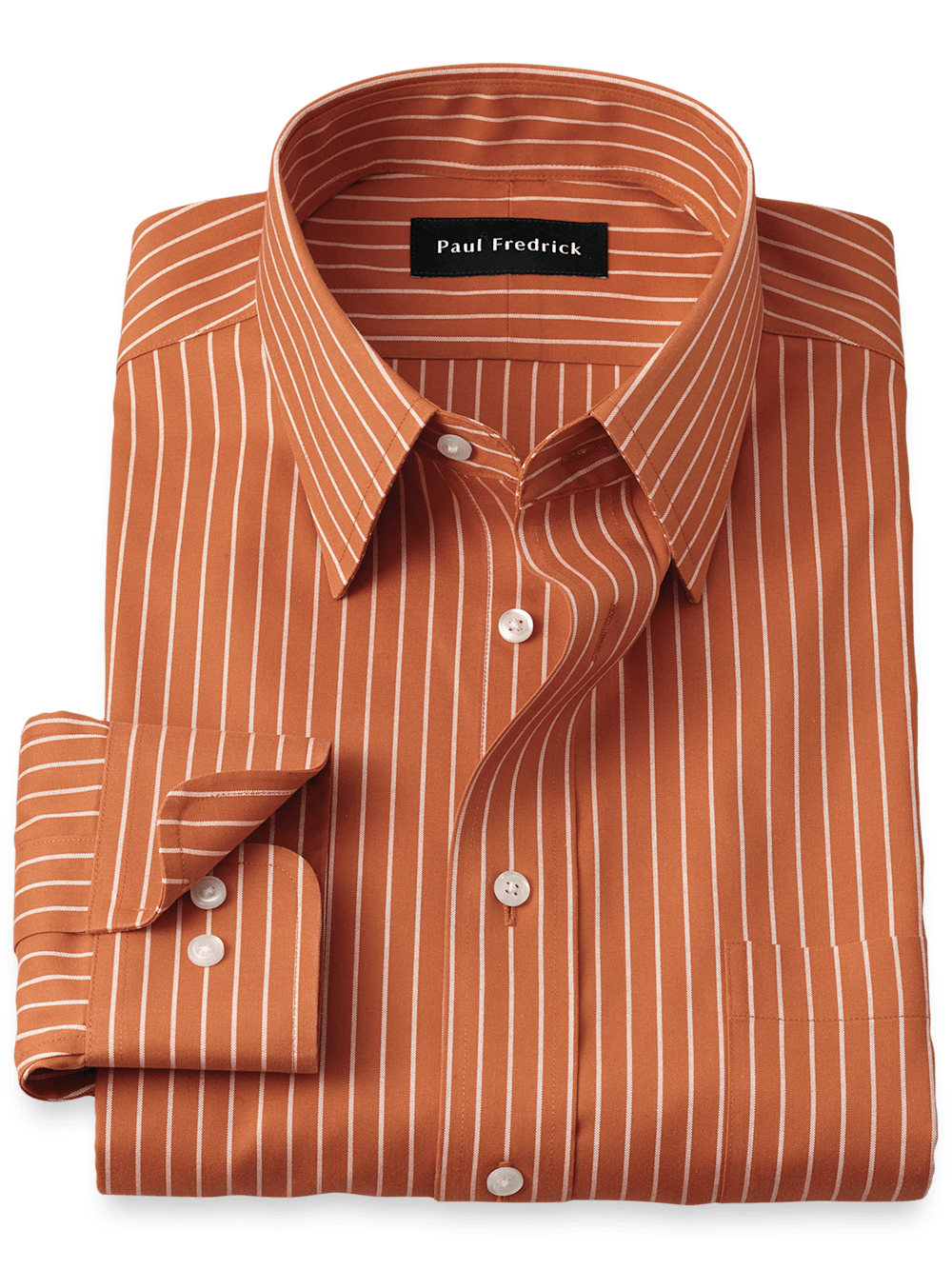 Product Image of Comfort Stretch Non-iron Stripe Dress Shirt-Rust