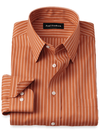Comfort Stretch Non-Iron Stripe Dress Shirt - Rust