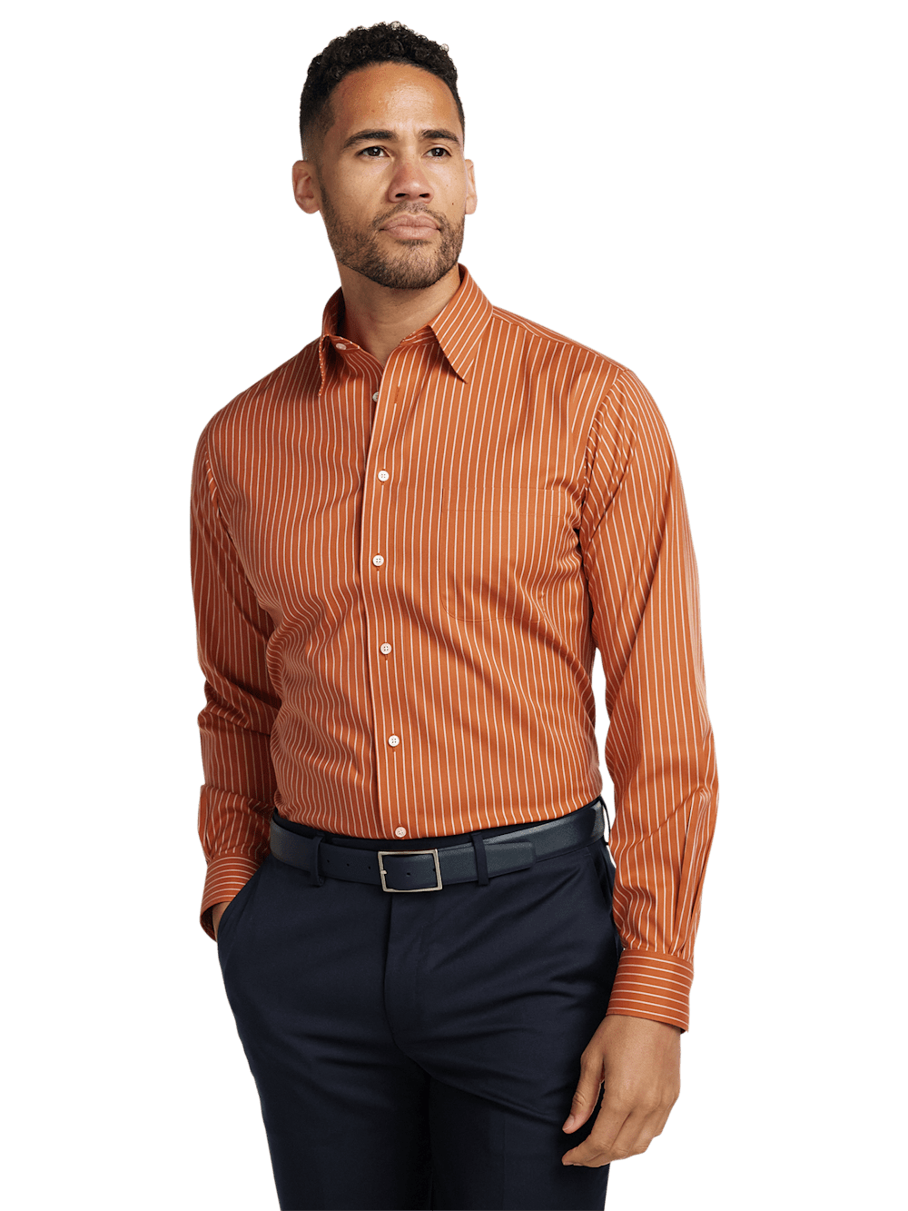 Alternate Image of Comfort Stretch Non-iron Stripe Dress Shirt-1