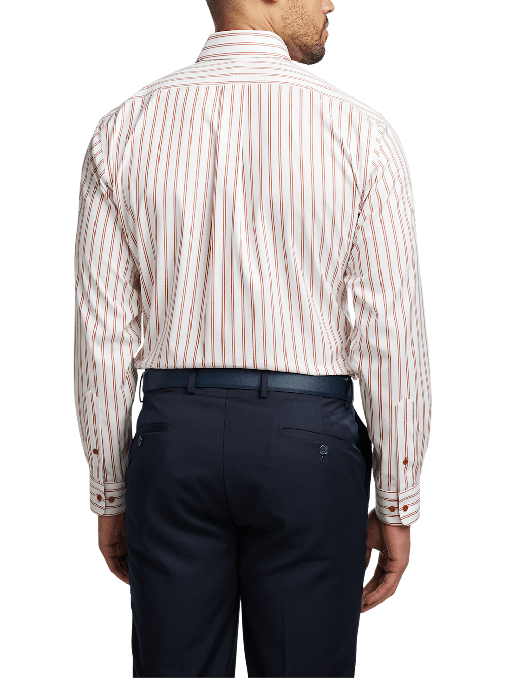 Alternate Image of Comfort Stretch Non-iron Stripe Dress Shirt With Contrast Trim-4