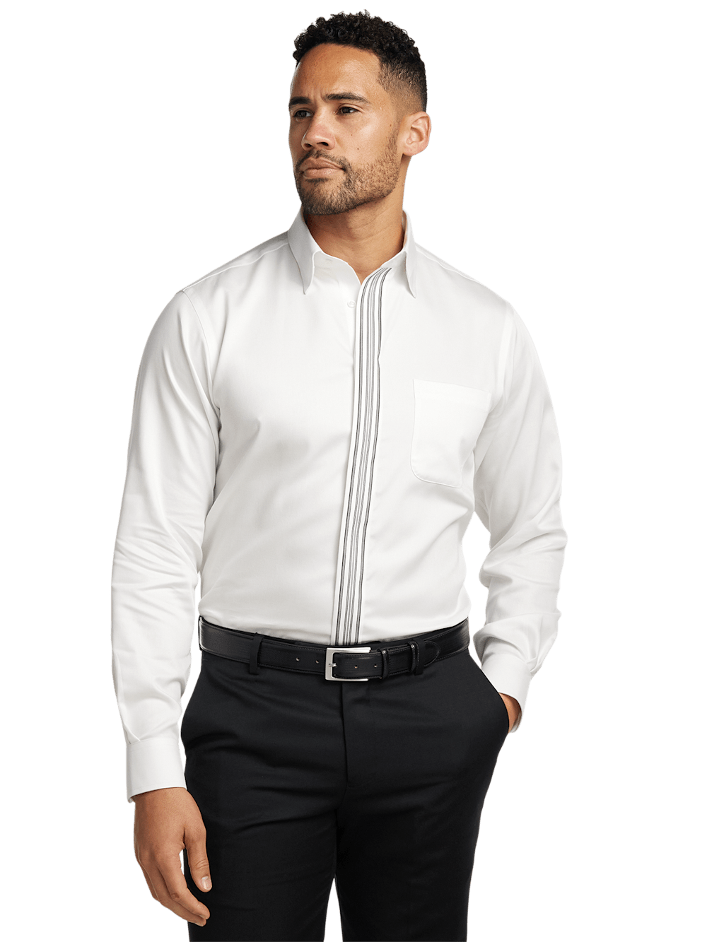 Alternate Image of Non-iron Cotton Solid Dress Shirt With Contrast Trim-1