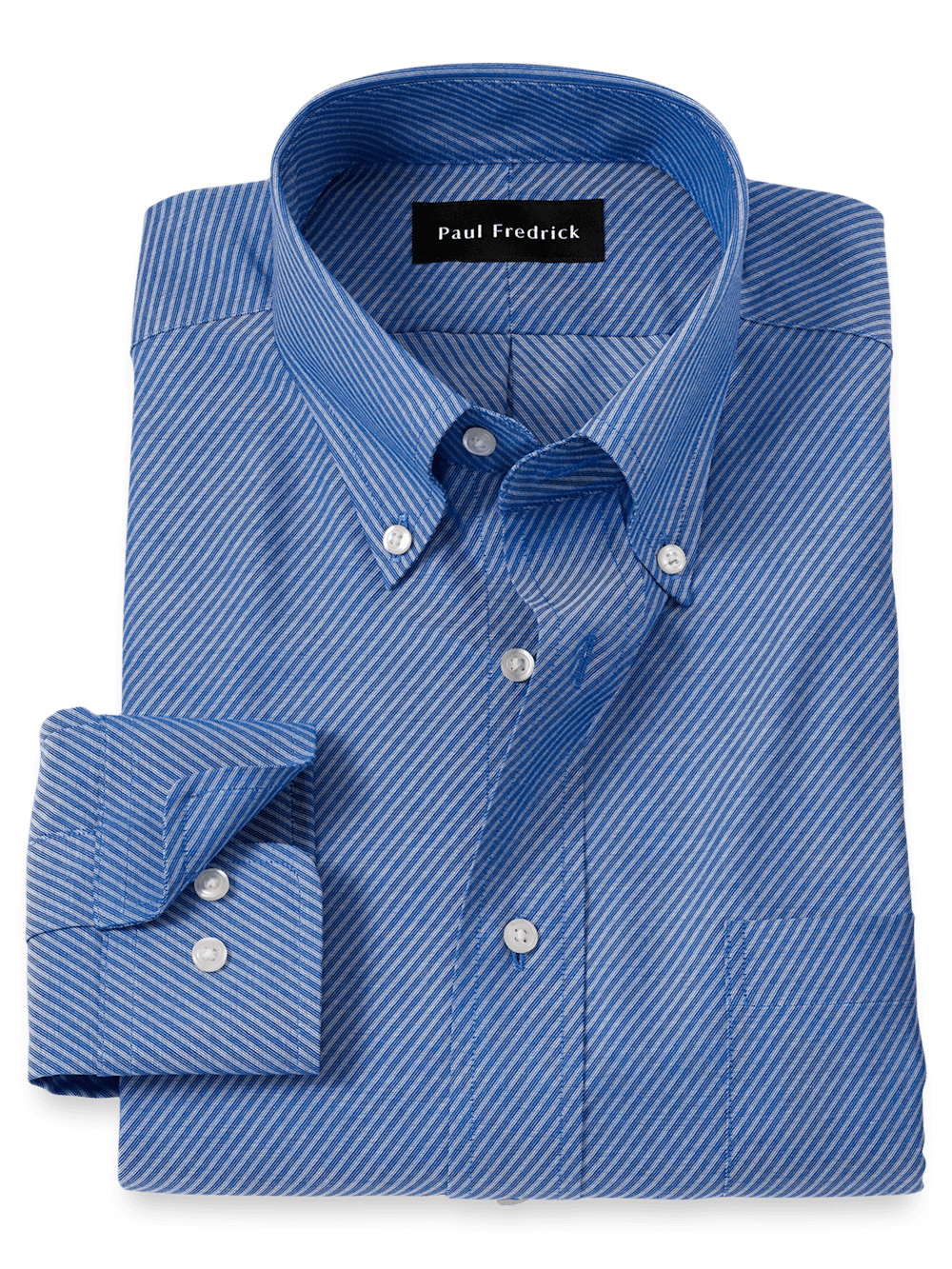 Product Image of Non-iron Cotton Diagonal Stripe Dress Shirt-Blue