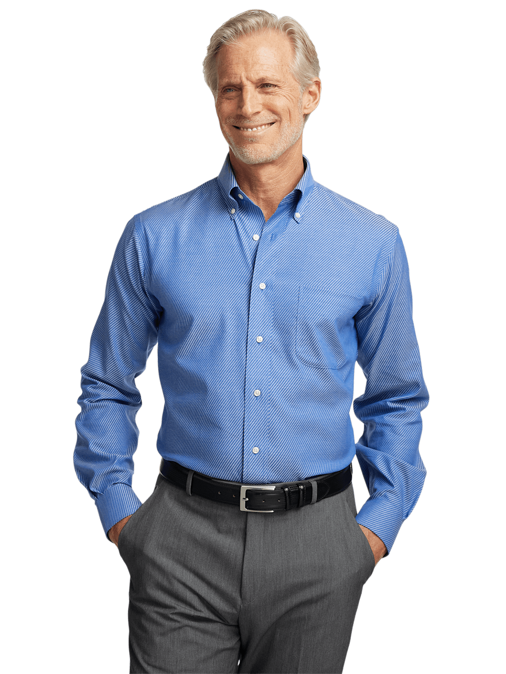 Alternate Image of Non-iron Cotton Diagonal Stripe Dress Shirt-1