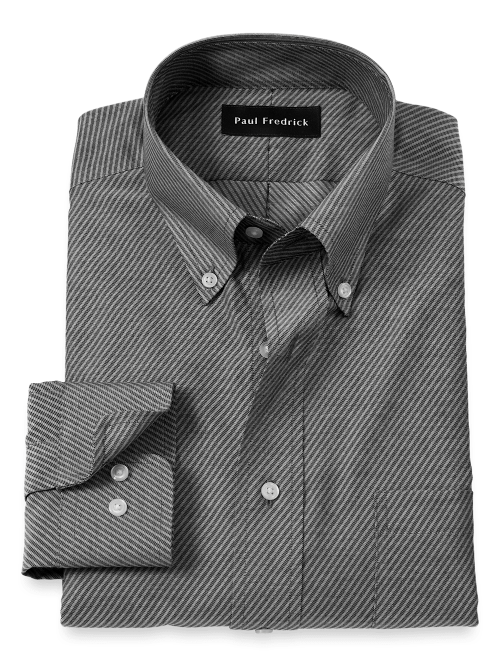 Product Image of Non-iron Cotton Diagonal Stripe Dress Shirt-Black